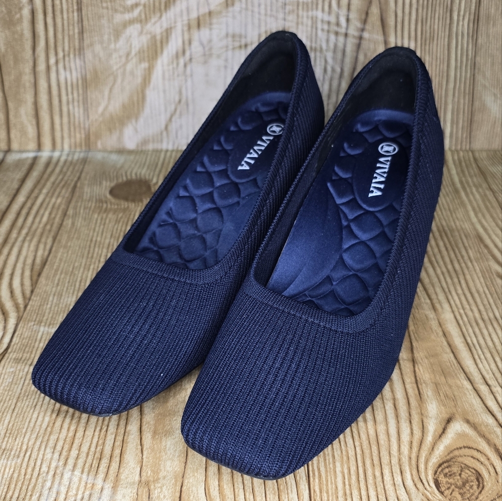 Viviana Dark Blue Women's Square Toe Wedge Size 38